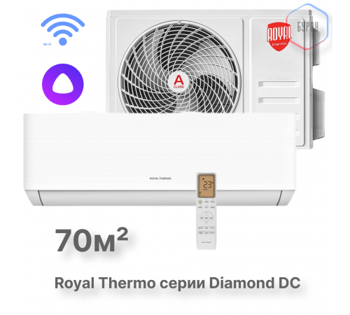 Сплит-система инверторного типа Royal Thermo Diamond DC RTDI-24HN8/Wi-Fi комплект