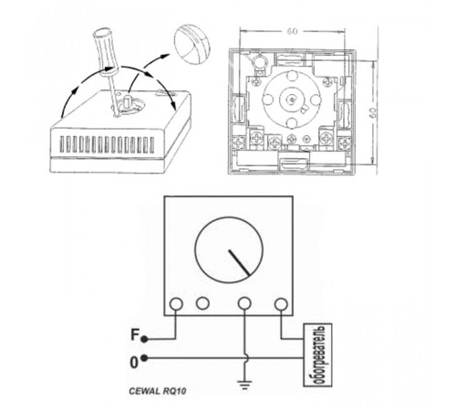Терморегулятор комнатный накладной Cewal RQ-10
