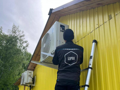 Монтаж мощного кондиционера Loriot LAC-24AJI в магазине Юлии (ДНТ «Берёзка», Новосибирск) — работа бригады «БУРАН»