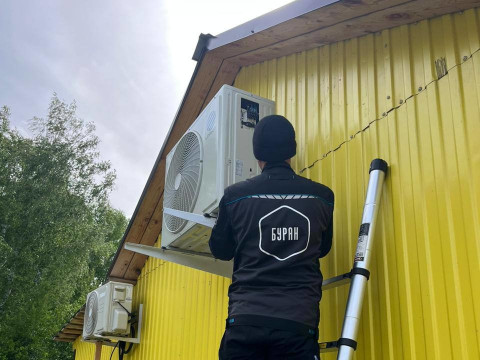 Монтаж мощного кондиционера Loriot LAC-24AJI в магазине Юлии (ДНТ «Берёзка», Новосибирск) — работа бригады «БУРАН»