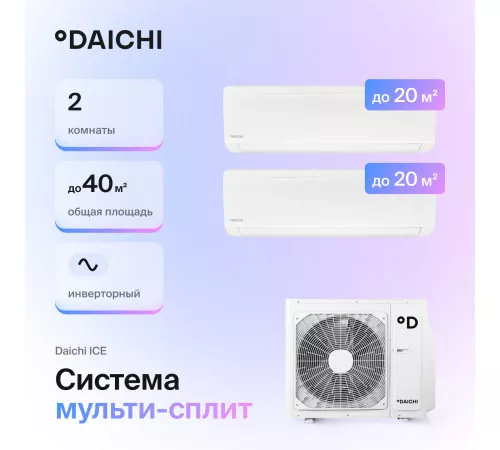 Мультисплит система Daichi DF40A2MS1R/ICE20AVQS1R/ICE20AVQS1R Мультисплит система Daichi DF40A2MS1R/ICE20AVQS1R/ICE20AVQS1R