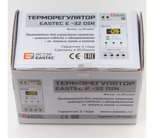 Терморегулятор EASTEC E-32 DIN (На DIN рейку. 3,5 кВт) Терморегулятор EASTEC E-32 DIN (На DIN рейку. 3,5 кВт)
